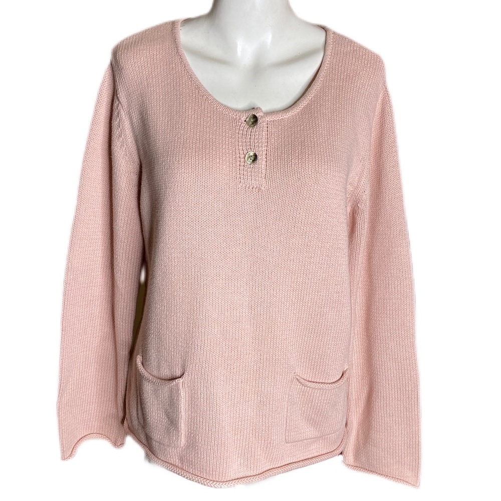 J. Jill Sweater Two Pocket Pale Pink 100% Cotton Size